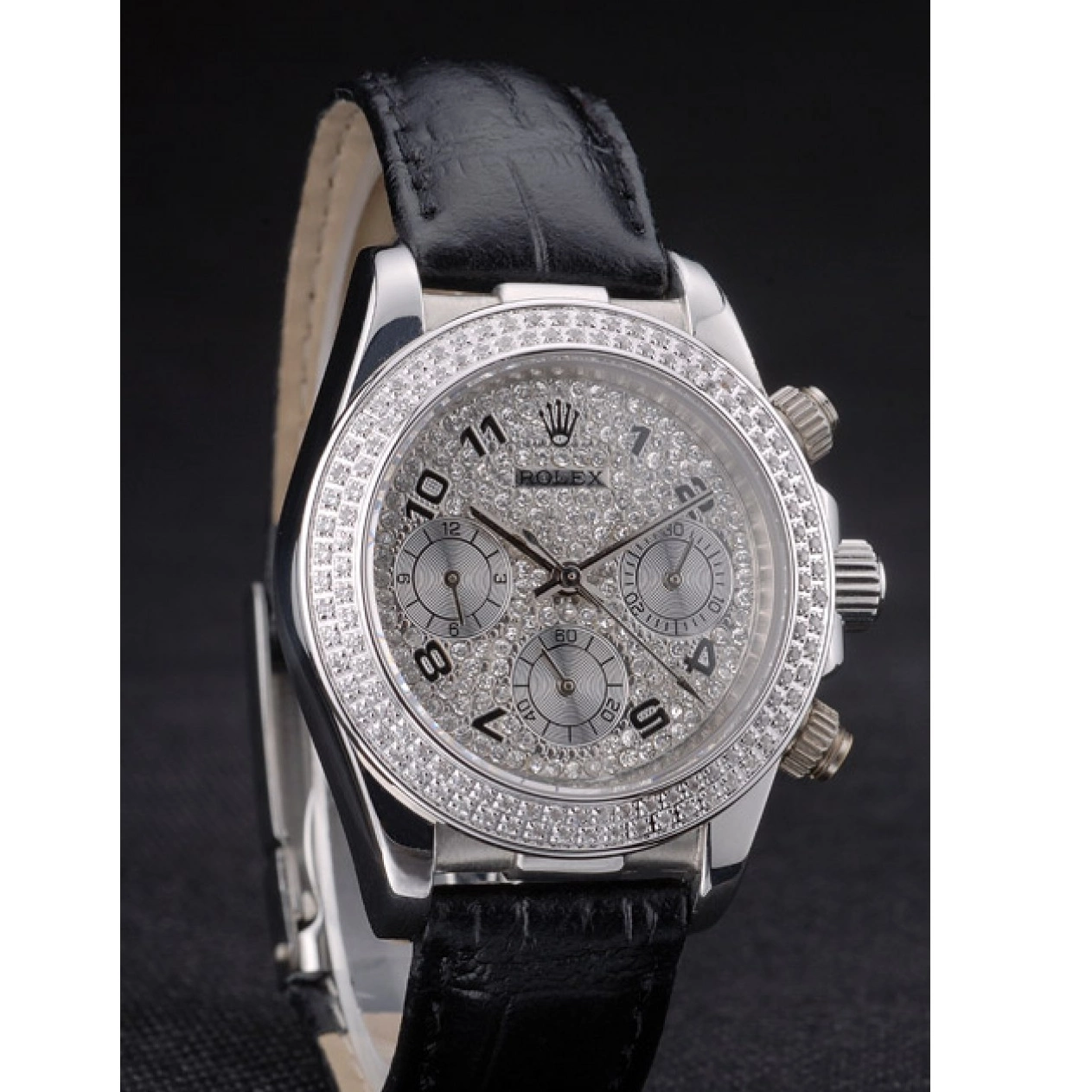 Aaa replica watch Bezel Crystal Crystal Studded Dial Case Steel Studded Lady Daytona Stainless Rolex 0723